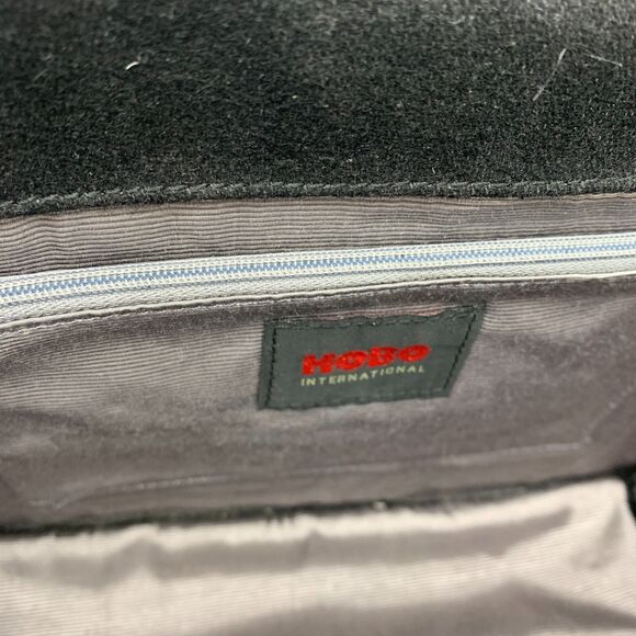 Hobo International Black Fabric Patent Leather Purse Handbag Flap Front - Picture 11 of 14